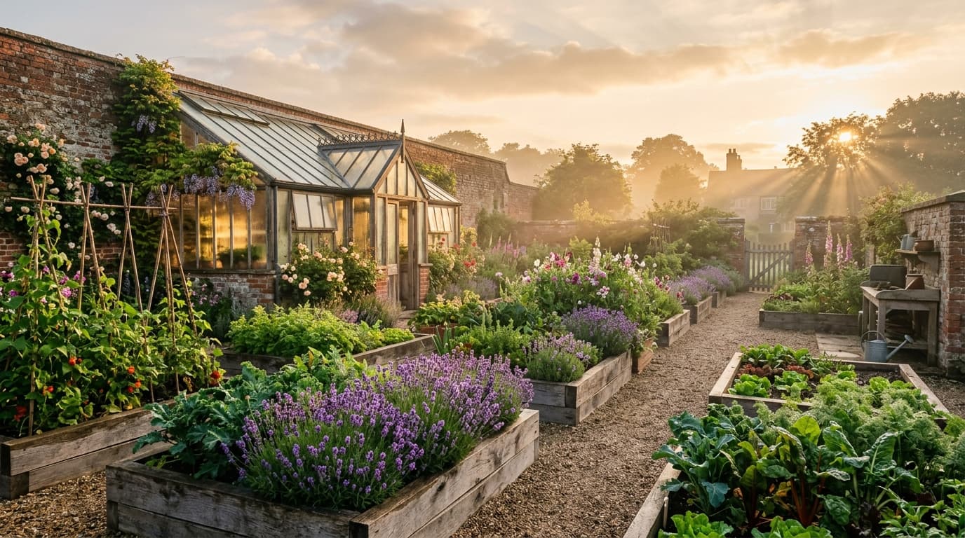 Raised beds at first light
